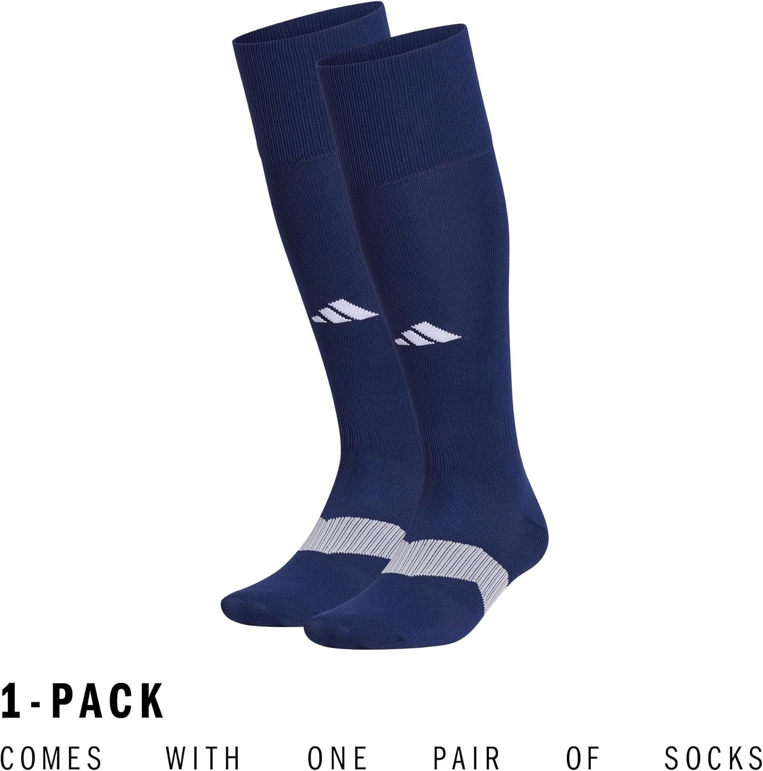 image:imageadidas Unisex Metro Soccer Socks or Calf Sleeves 1 Pair OvertheCalfTeam Navy BlueClear GreyWhiteSock