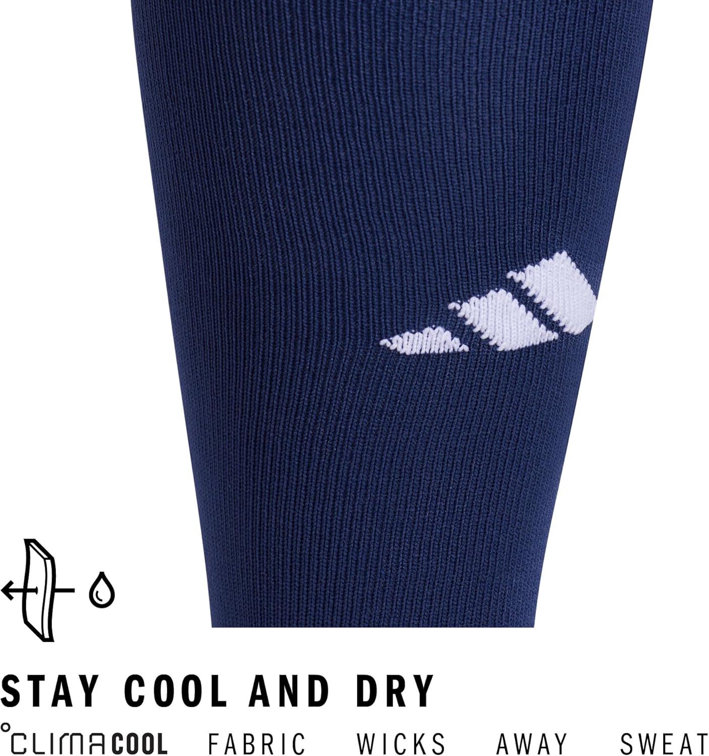 image:imageadidas Unisex Metro Soccer Socks or Calf Sleeves 1 Pair OvertheCalfTeam Navy BlueClear GreyWhiteSock