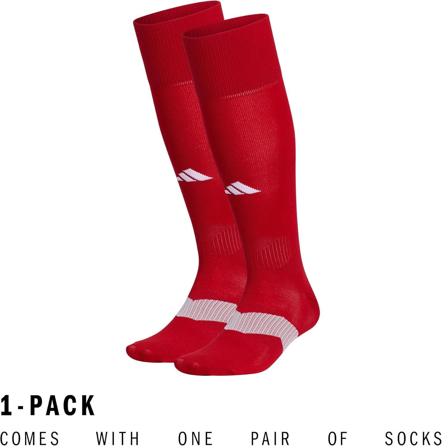 image:imageadidas Unisex Metro Soccer Socks or Calf Sleeves 1 Pair OvertheCalfTeam Power RedClear GreyWhiteSock