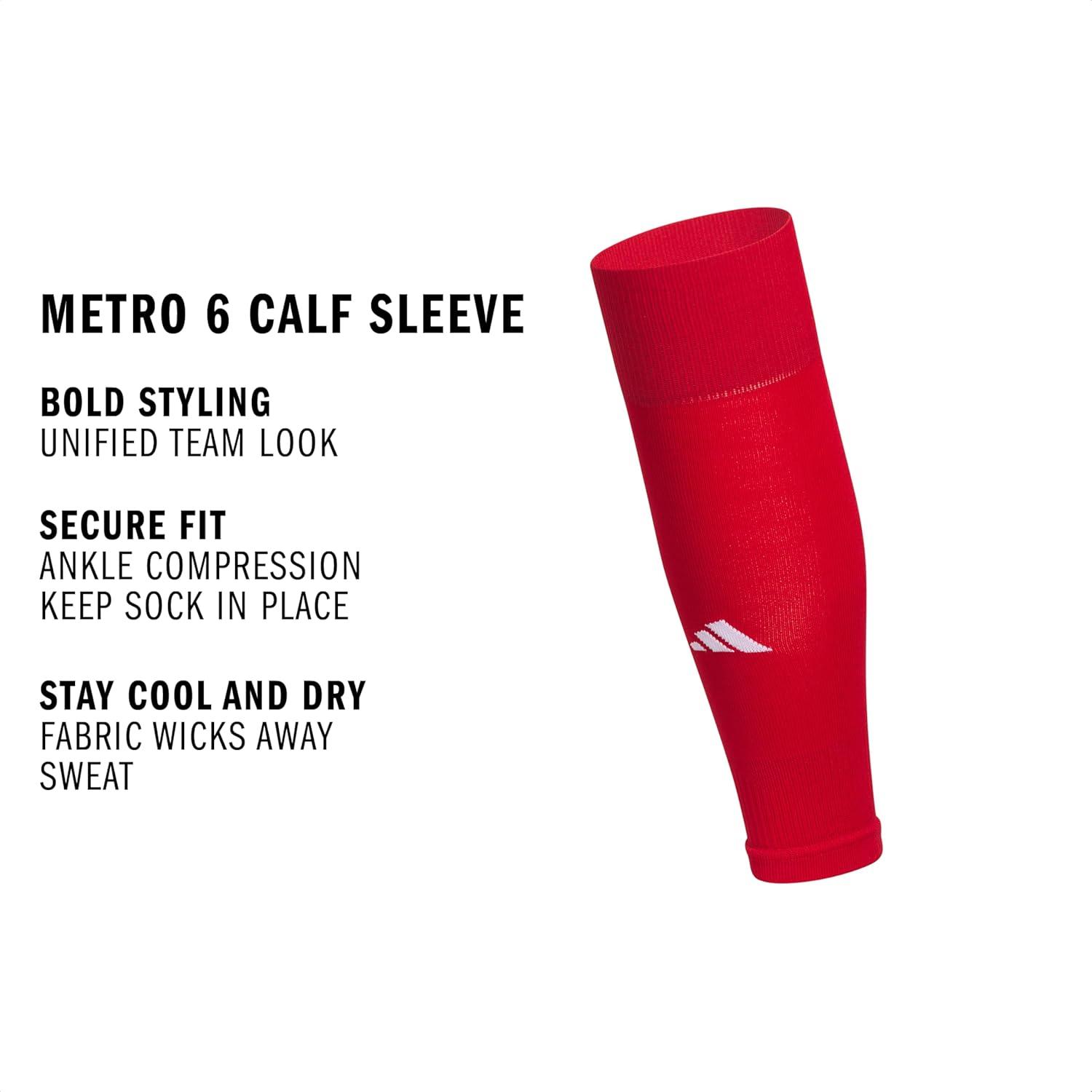 image:imageadidas Unisex Metro Soccer Socks or Calf Sleeves 1 Pair OvertheCalfTeam Power RedWhiteCalf Sleeve