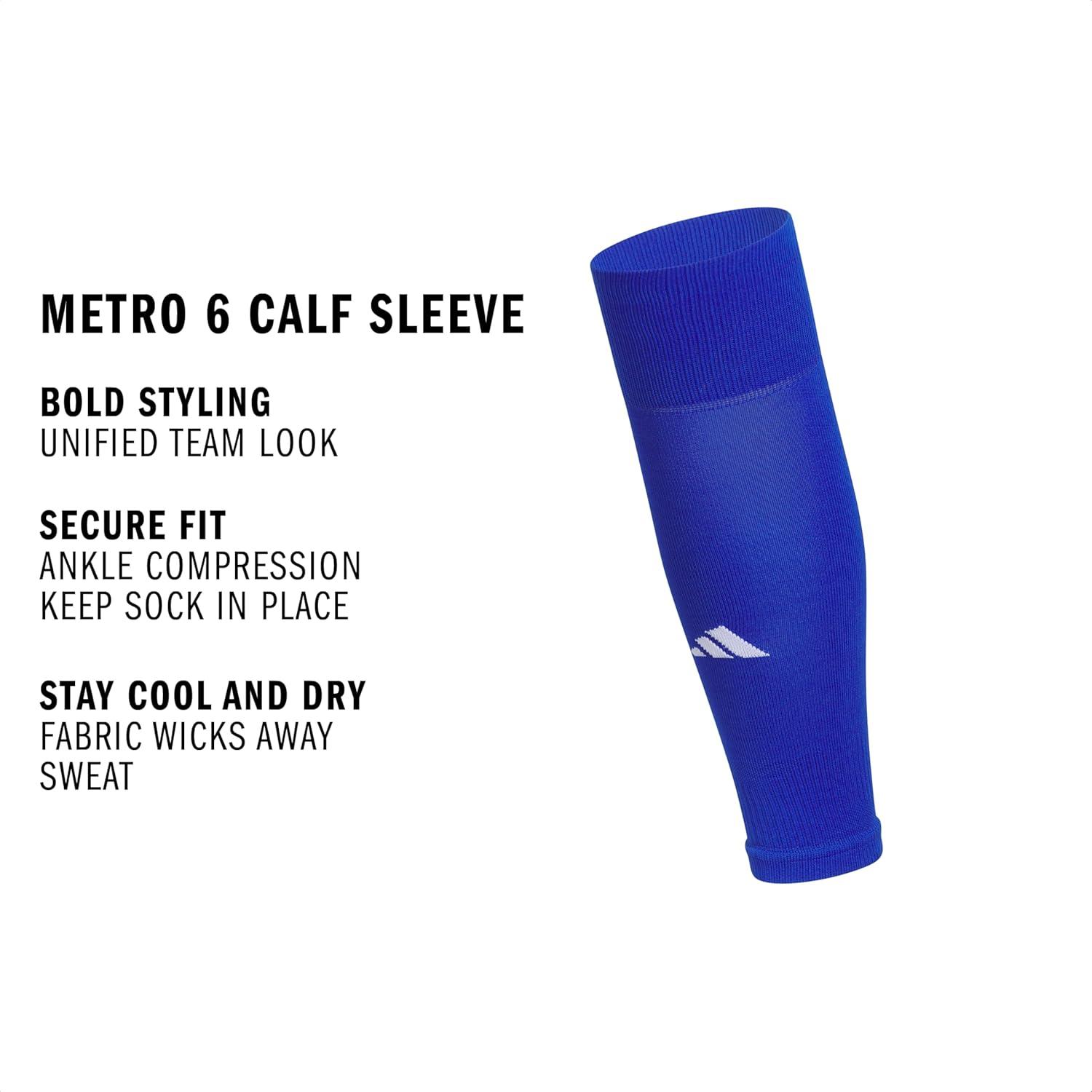image:imageadidas Unisex Metro Soccer Socks or Calf Sleeves 1 Pair OvertheCalfTeam Royal BlueWhiteCalf Sleeve