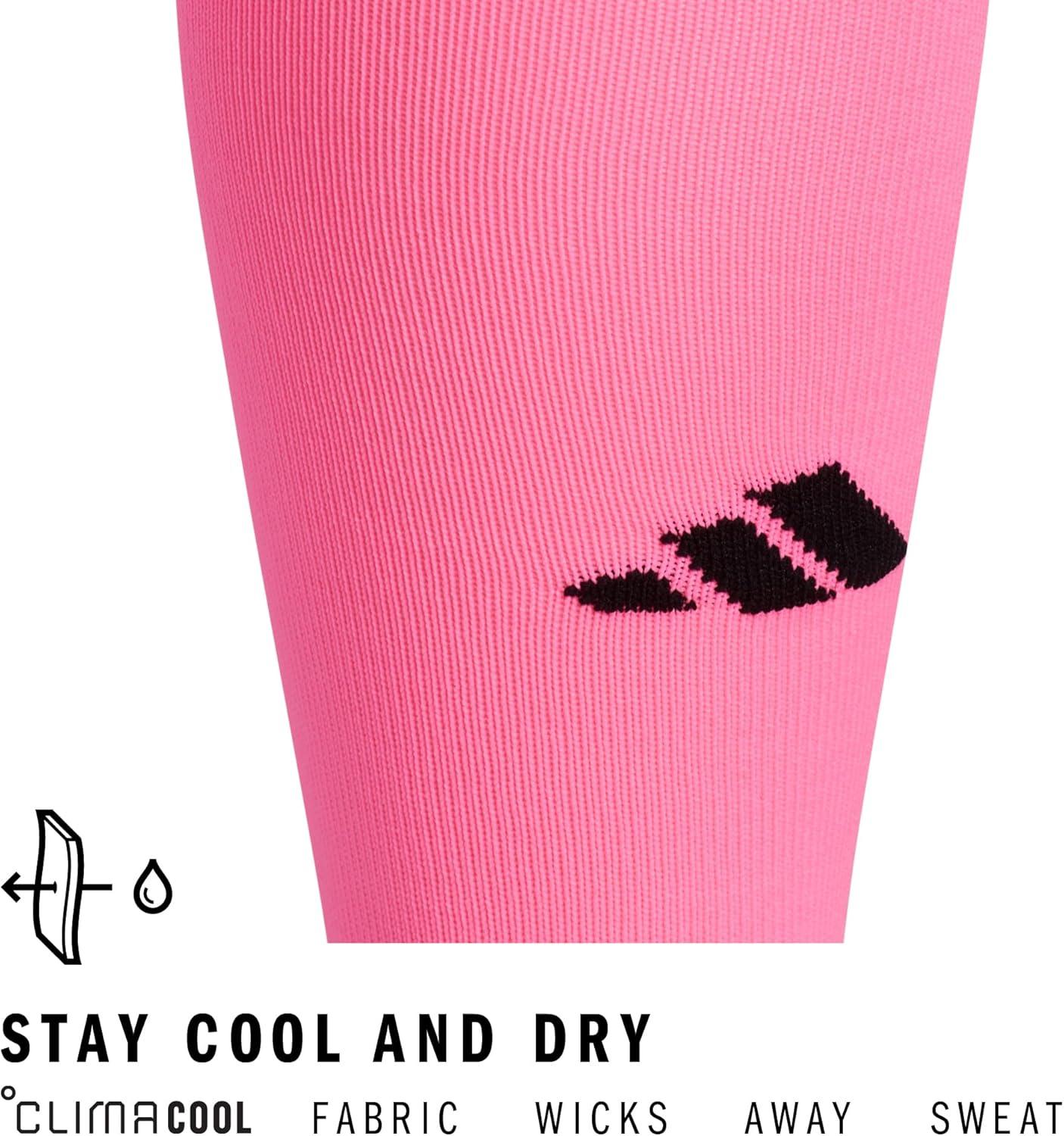 image:imageadidas Unisex Metro Soccer Socks or Calf Sleeves 1 Pair OvertheCalfUltra PopClear GreyBlackSock