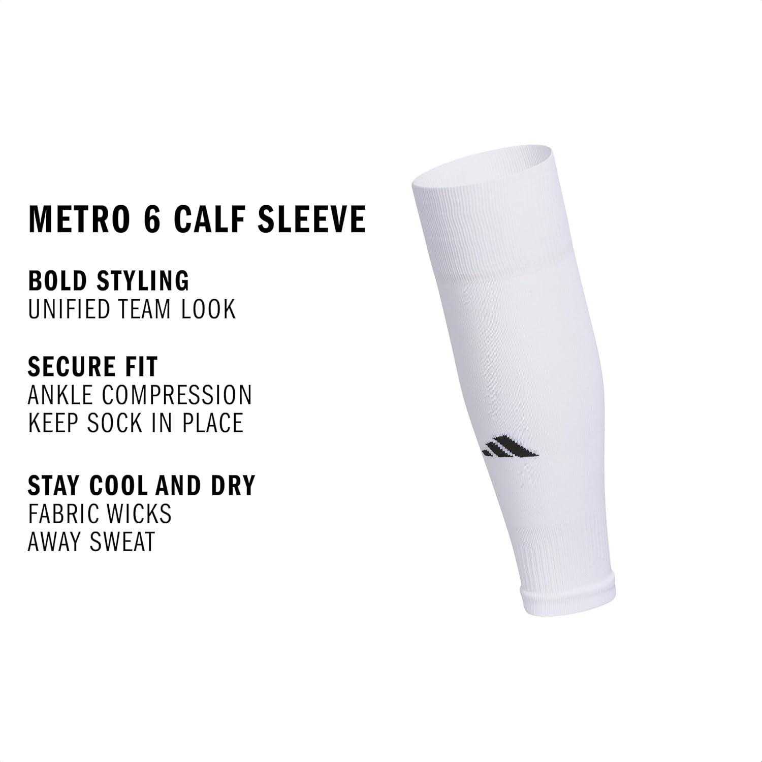 image:imageadidas Unisex Metro Soccer Socks or Calf Sleeves 1 Pair OvertheCalfWhiteBlackCalf Sleeve