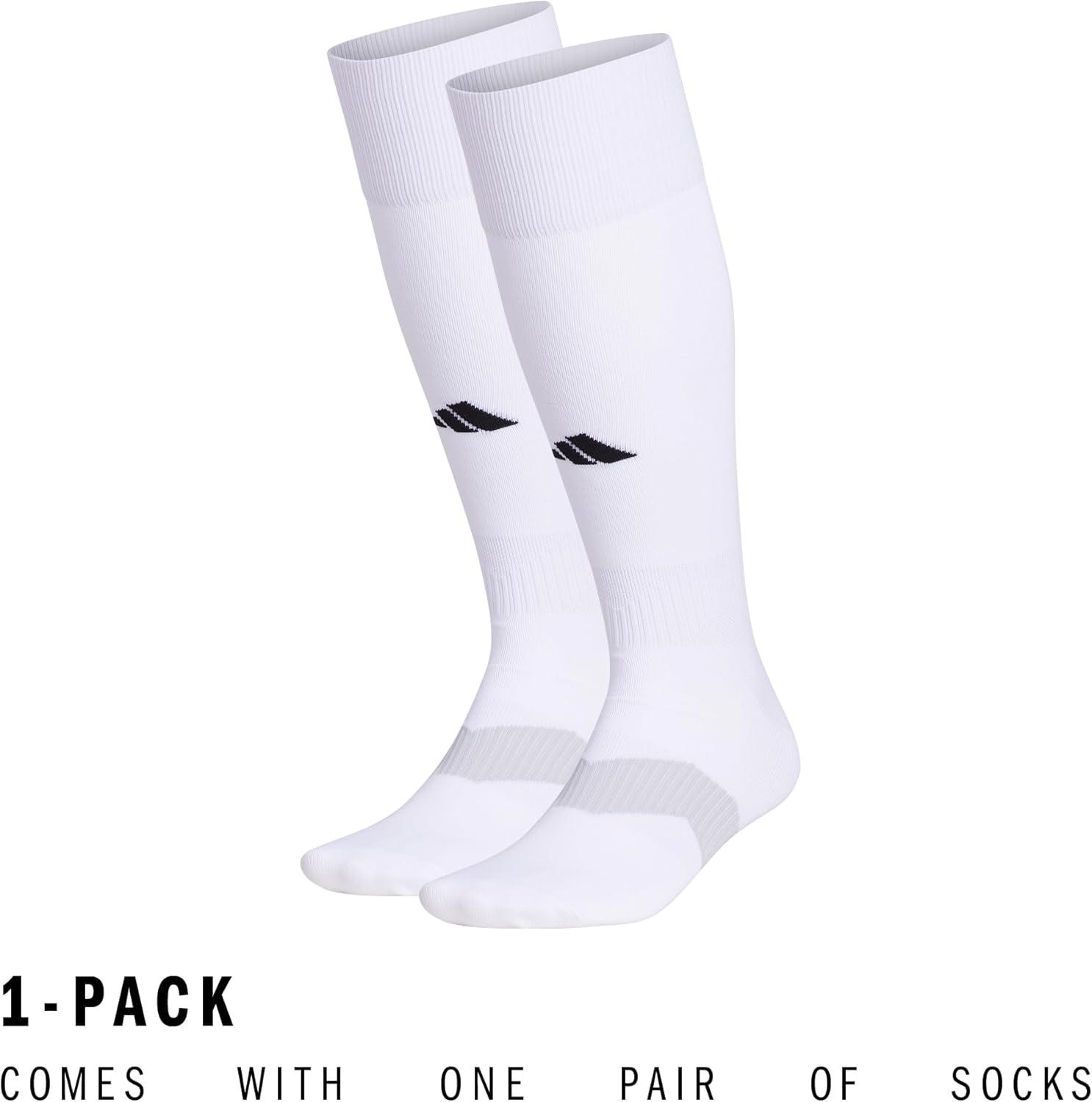 image:imageadidas Unisex Metro Soccer Socks or Calf Sleeves 1 Pair OvertheCalfWhiteClear GreyBlackSock