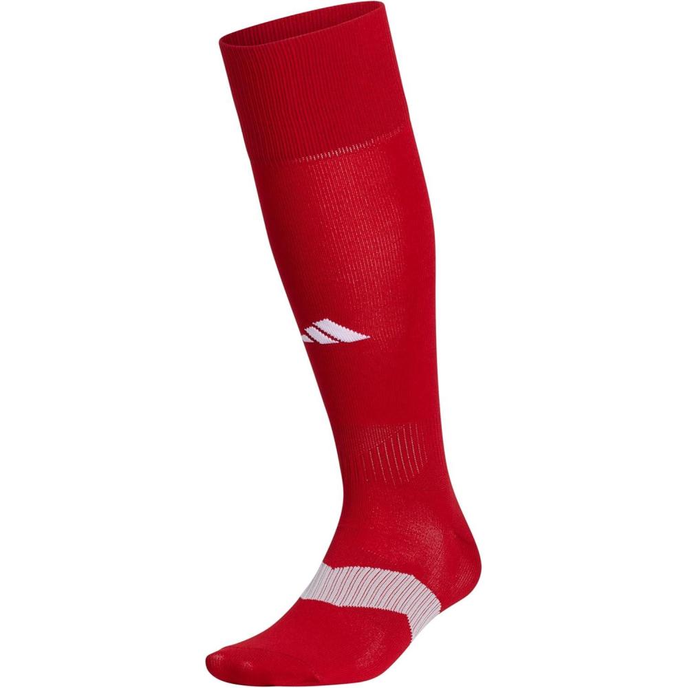 image:imageadidas Unisex Metro Soccer Socks or Calf Sleeves 1 Pair OvertheCalfTeam Power RedClear GreyWhiteSock