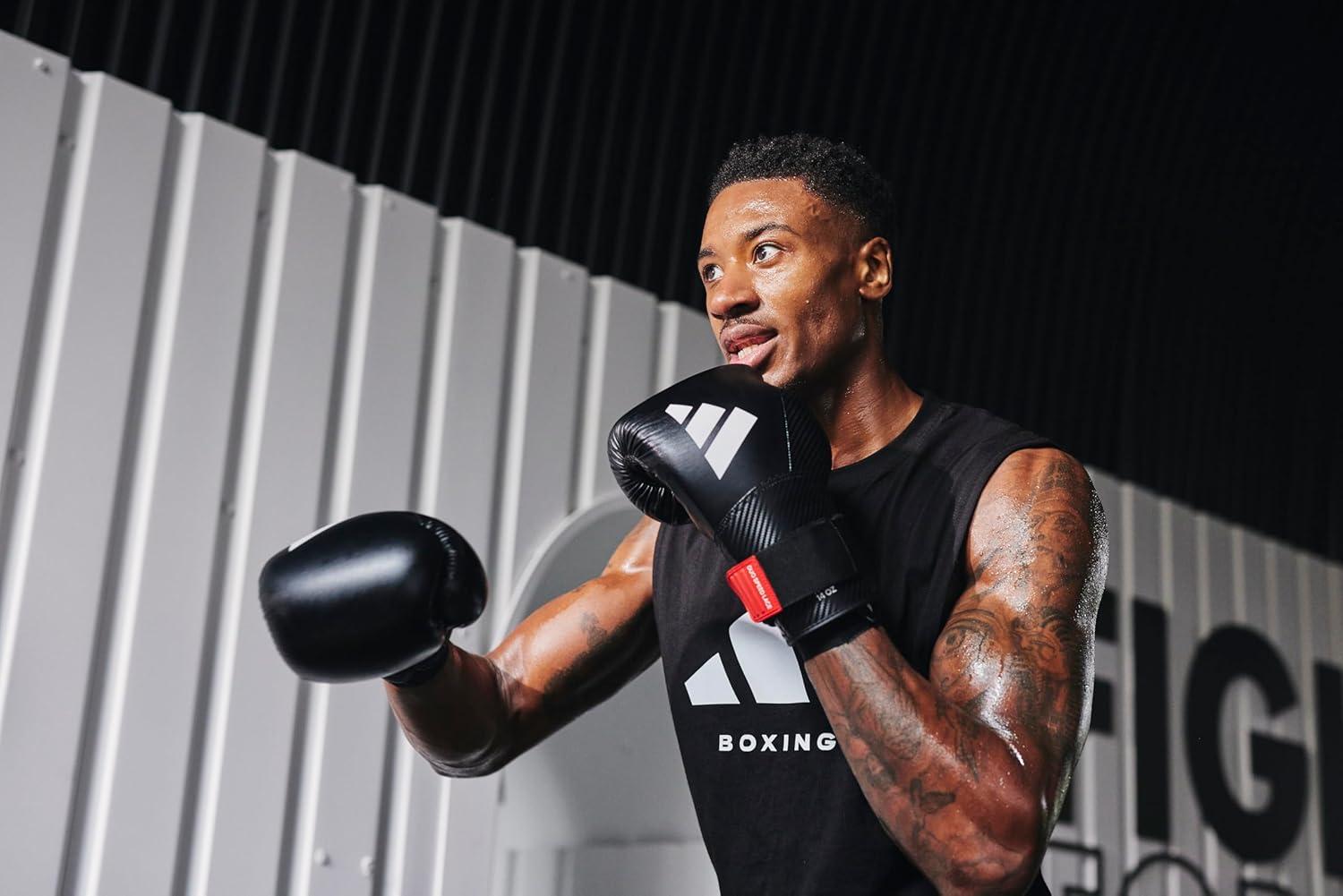 image:imageAdidas Hybrid 250 Boxing Gloves Boxing Kickboxing Sparring Bag Training or MMA Training BlackAsh Black White 12 oz 14 oz or 16 ozBlack 16 oz