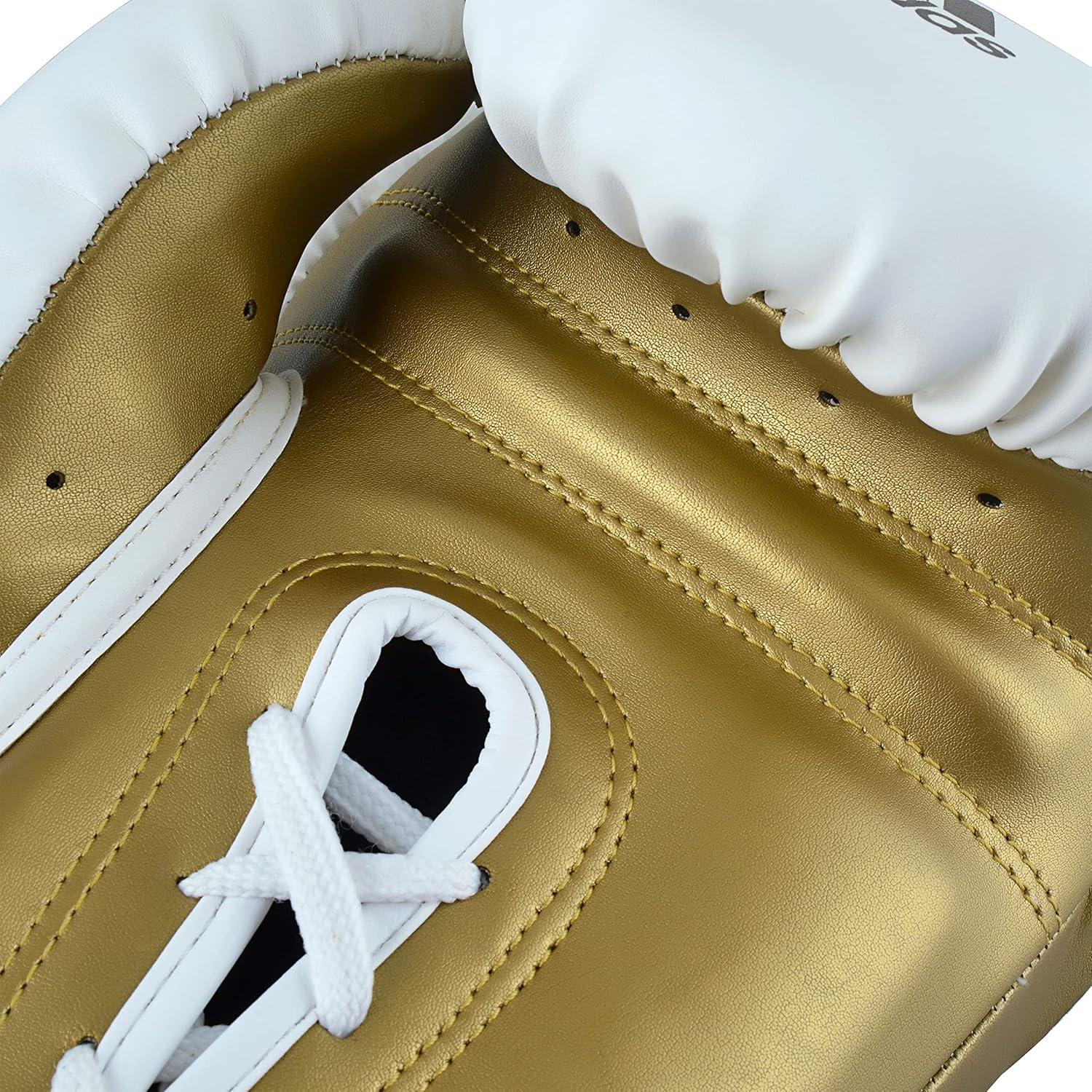 image:imageAdidas Tilt 350 Pro with Lace Closure with New Tilt Technology for Men Women Unisex Sustainable Vegan Leather Boxing Kickboxing MMA Training GlovesWhiteGold