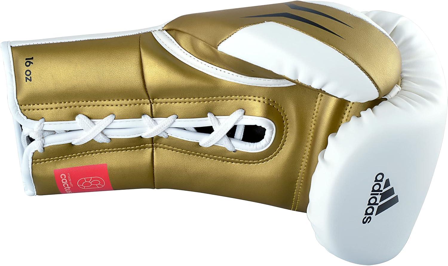 image:imageAdidas Tilt 350 Pro with Lace Closure with New Tilt Technology for Men Women Unisex Sustainable Vegan Leather Boxing Kickboxing MMA Training GlovesWhiteGold Met