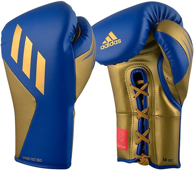 image:imageAdidas Tilt 350 Pro with Lace Closure with New Tilt Technology for Men Women Unisex Sustainable Vegan Leather Boxing Kickboxing MMA Training GlovesBlueGold