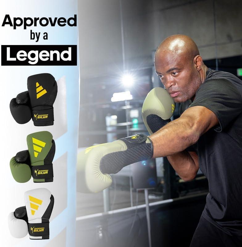 image:imageAdidas x Anderson Silva Everyday Use Boxing Gloves Versatile Fitness Gear with PU Outer Shell and Injection Molded FoamBlackBlackYellowCamo