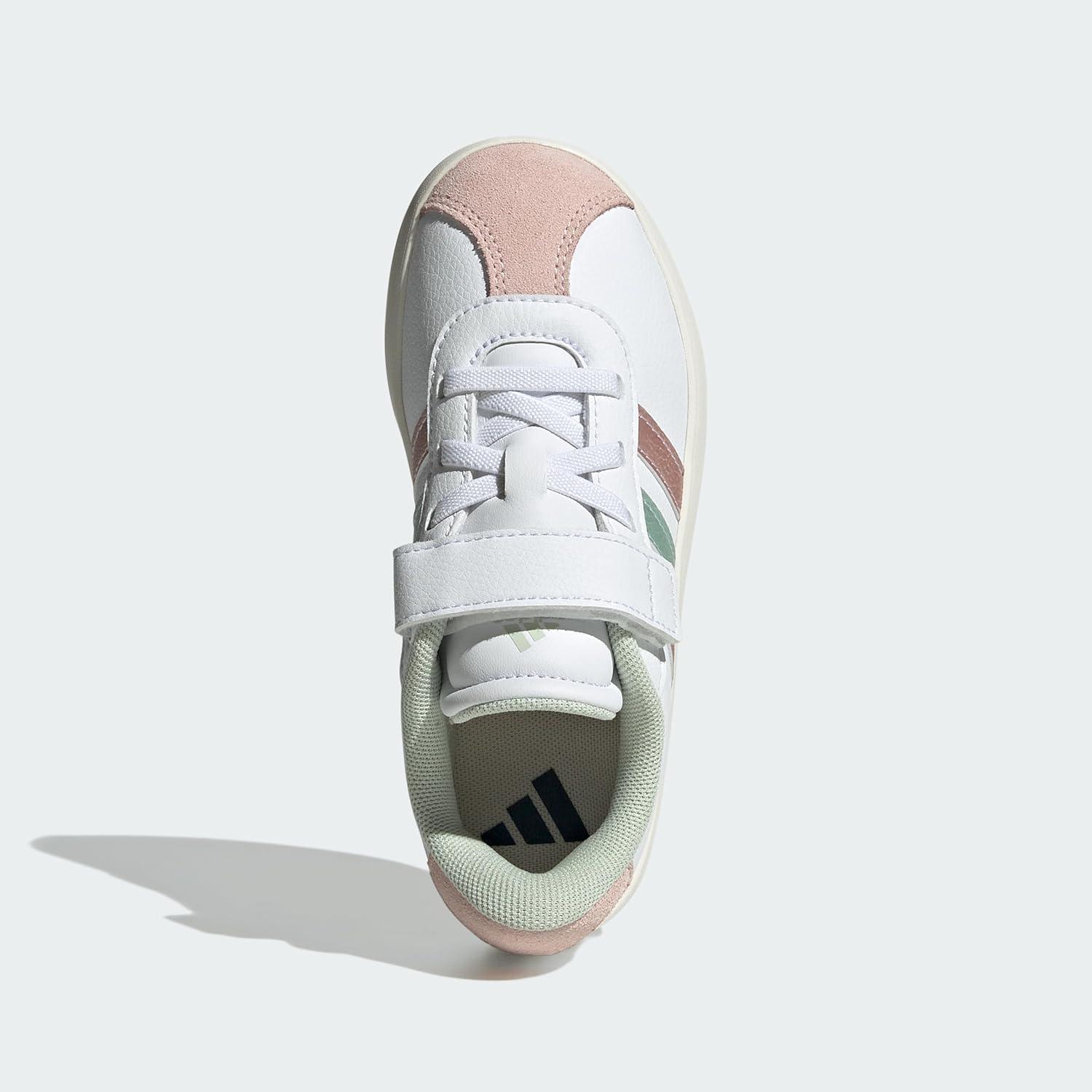 image:imageadidas Baby VL Court 30 Hook amp Loop ShoeFtwr White Linen Green Met Sandy Pink Met