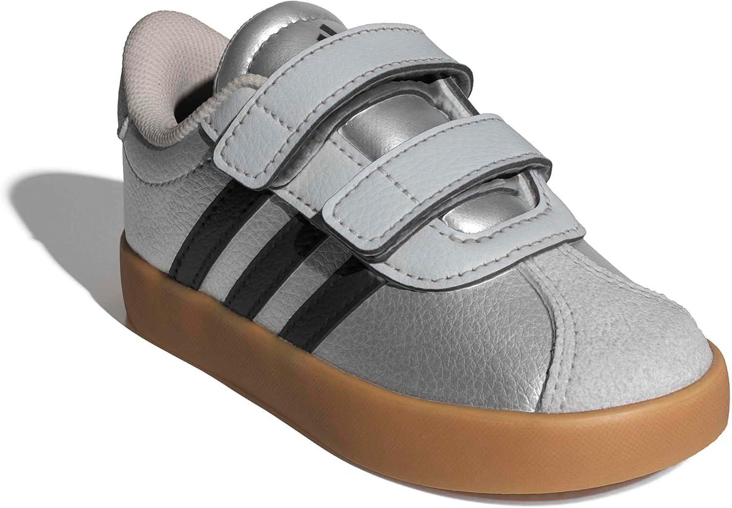 image:imageadidas Baby VL Court 30 Hook amp Loop ShoeSilver MetallicBlackLgh Solid Grey