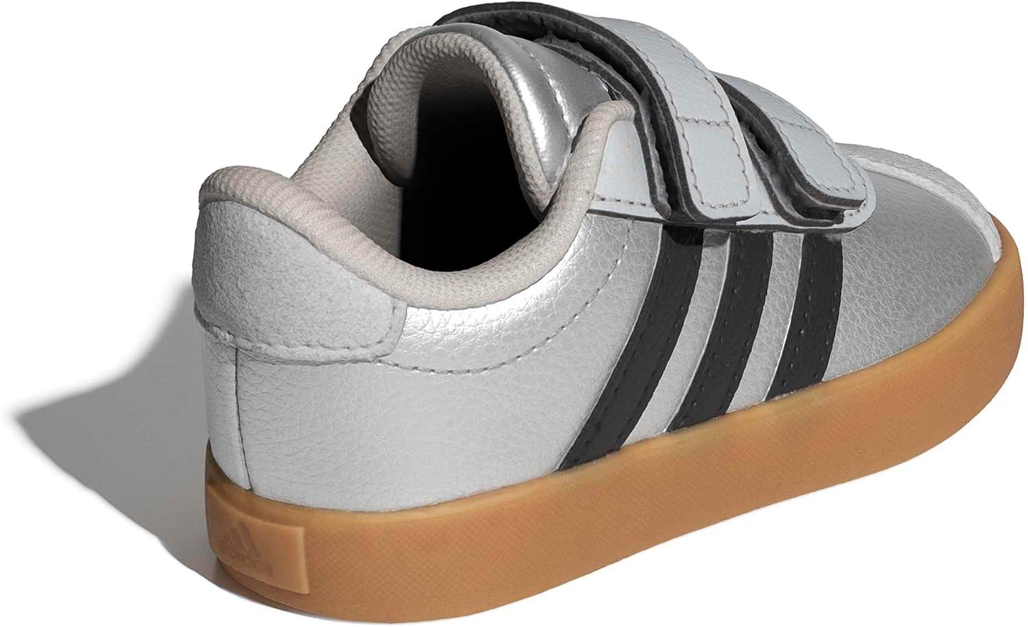 image:imageadidas Baby VL Court 30 Hook amp Loop ShoeSilver MetallicBlackLgh Solid Grey
