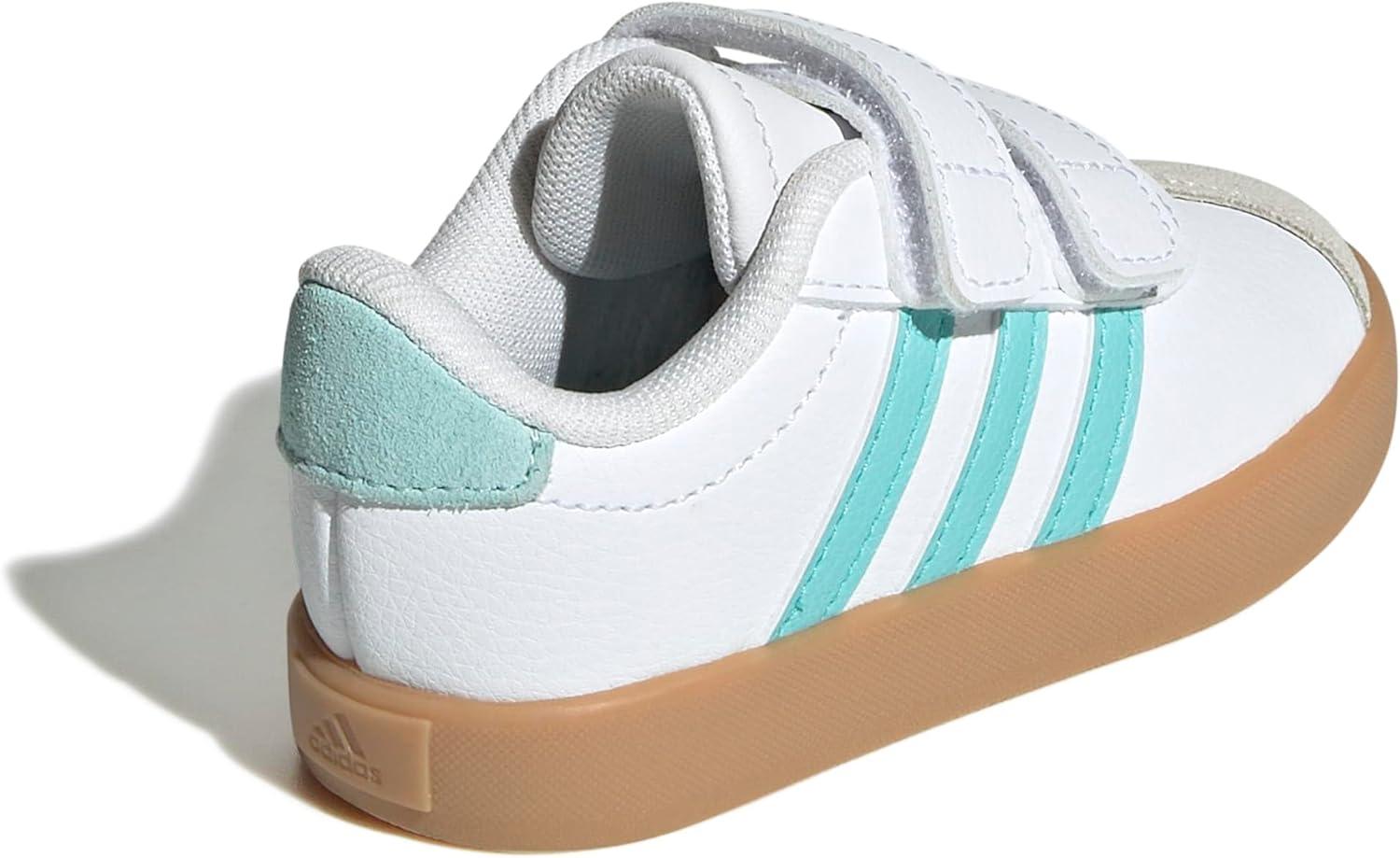 image:imageadidas Baby VL Court 30 Hook amp Loop ShoeWhiteFlash AquaAlumina