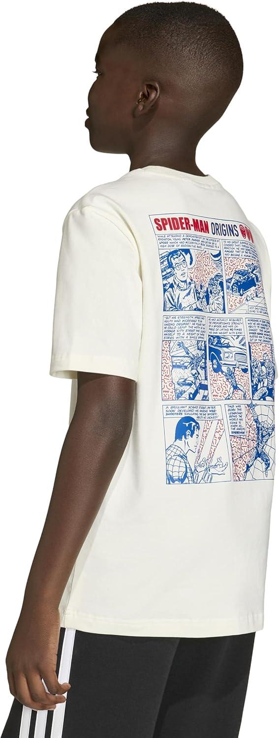 image:imageadidas Boys Marvel SpiderMan Graphics TShirtOff WhiteDark BlueSpiderman
