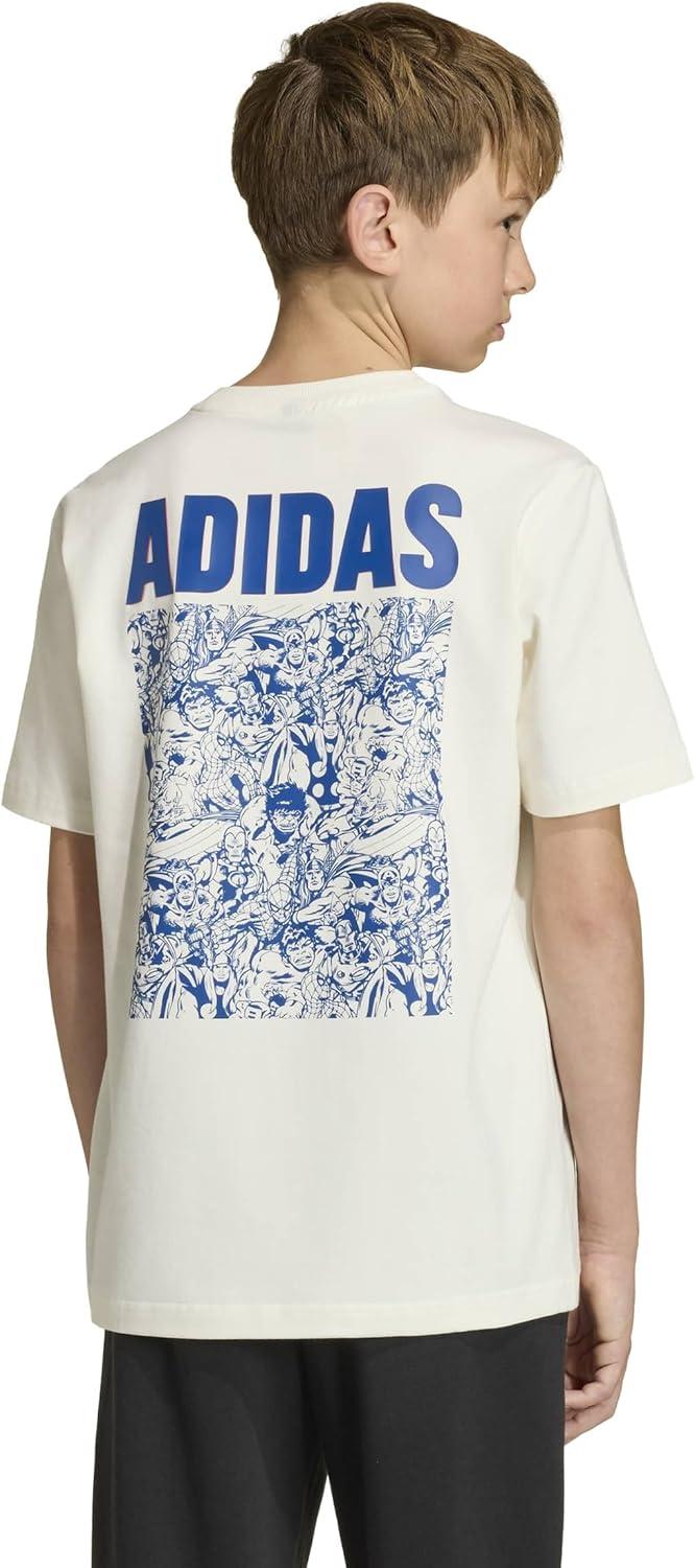 image:imageadidas Boys Marvel SpiderMan Graphics TShirtOff WhiteRay BlueAvengers