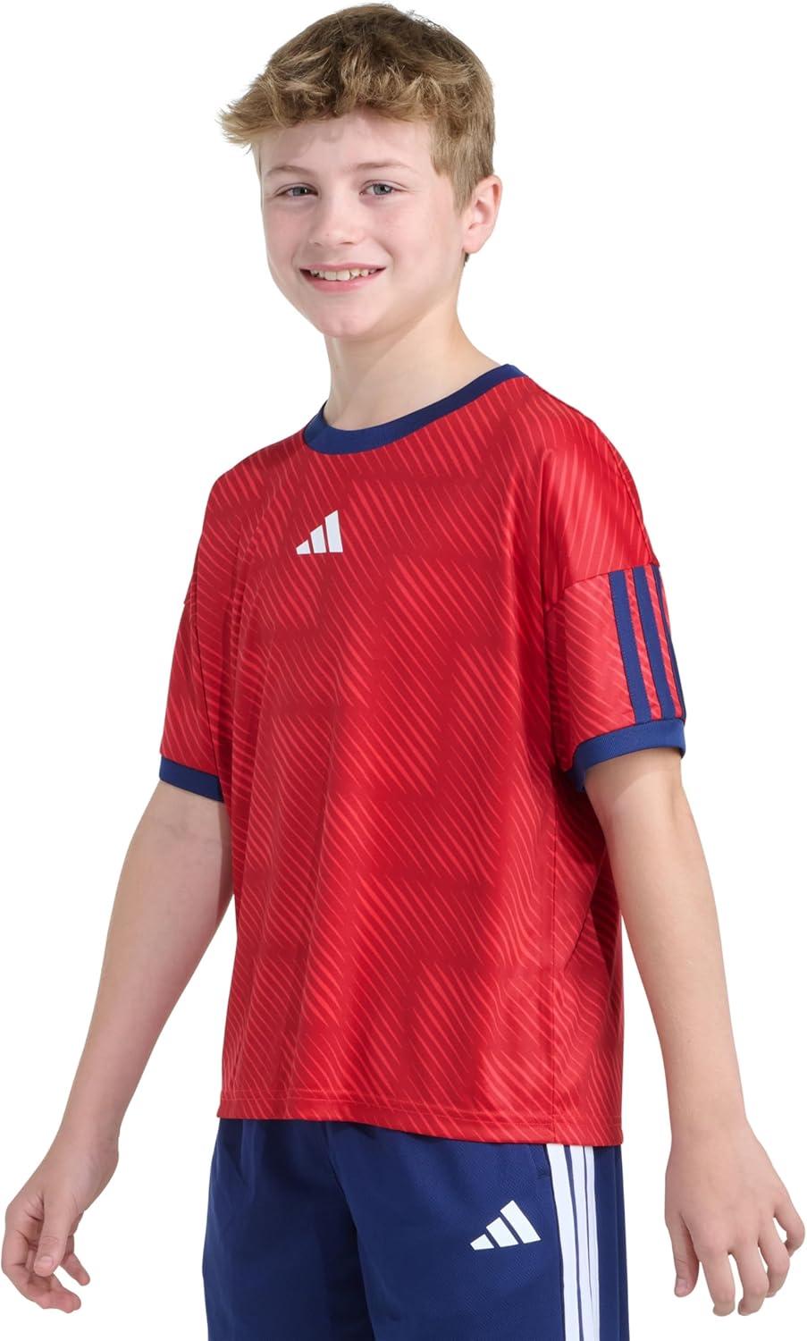 image:imageadidas Boys Short Sleeve World Cup Soccer TopPure Ruby