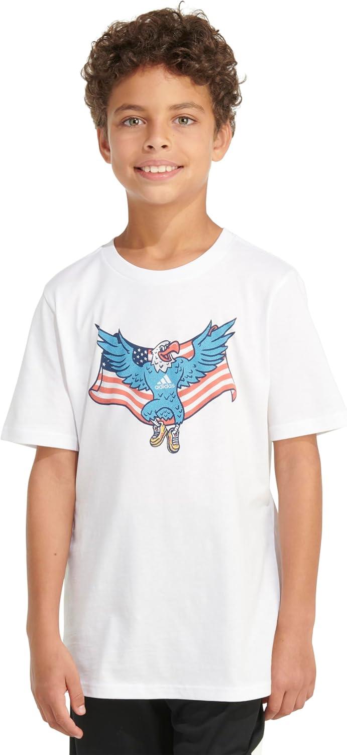 image:imageadidas Boys Stay Dry Climalite Short Sleeve TShirtWhite Eagle