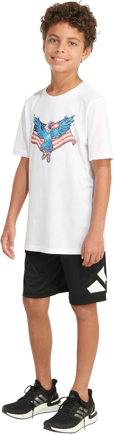 image:imageadidas Boys Stay Dry Climalite Short Sleeve TShirtWhite Eagle