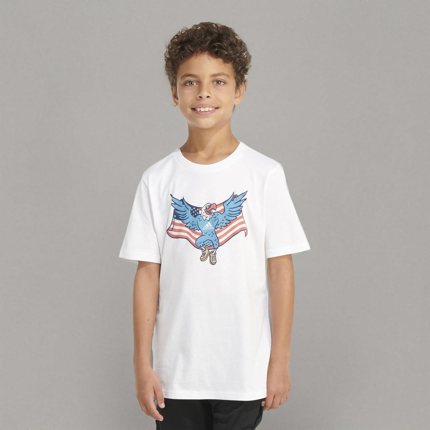 image:imageadidas Boys Stay Dry Climalite Short Sleeve TShirtWhite Eagle