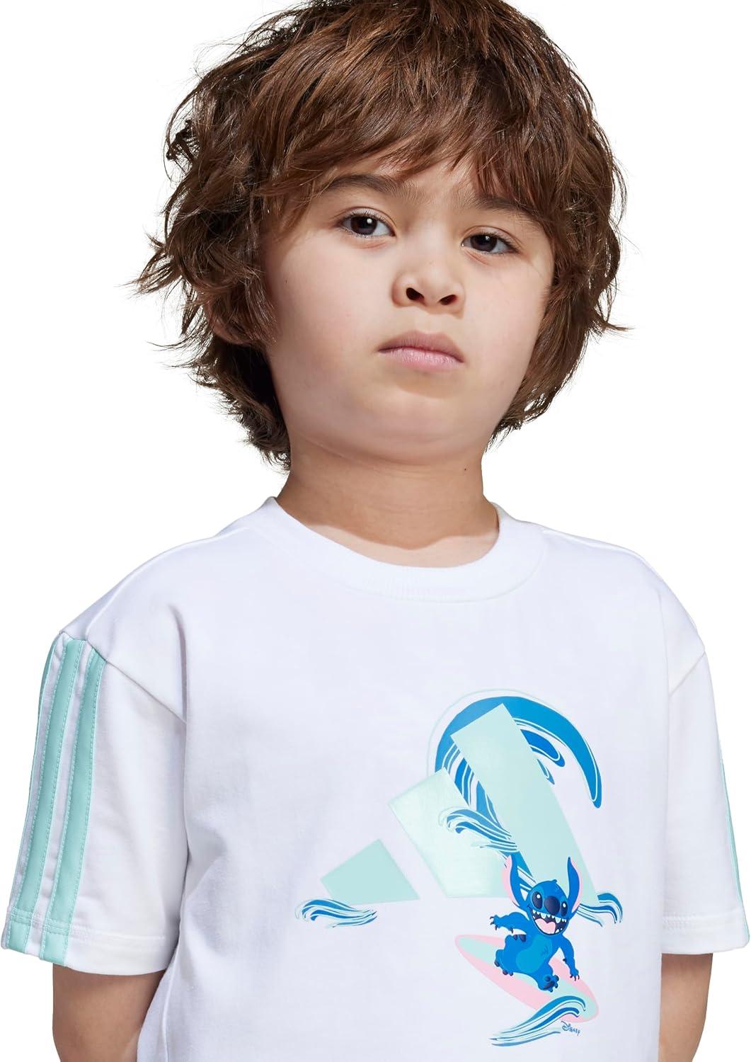 image:imageadidas Kids Disney Lilo and Stitch Tshirt SetWhiteSemi Flash Aqua