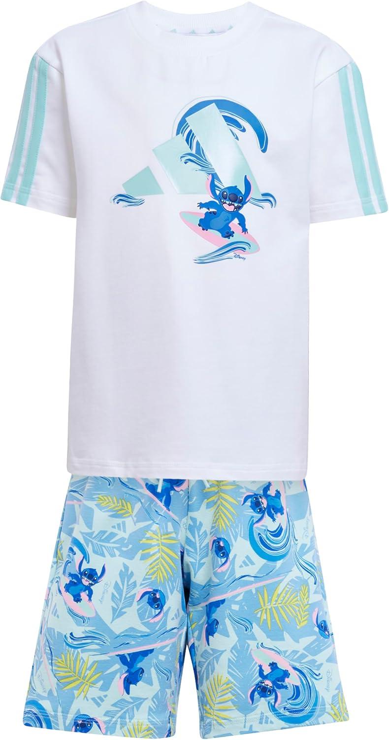 image:imageadidas Kids Disney Lilo and Stitch Tshirt SetWhiteSemi Flash Aqua