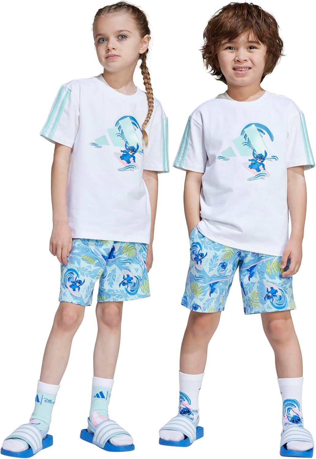 image:imageadidas Kids Disney Lilo and Stitch Tshirt SetWhiteSemi Flash Aqua