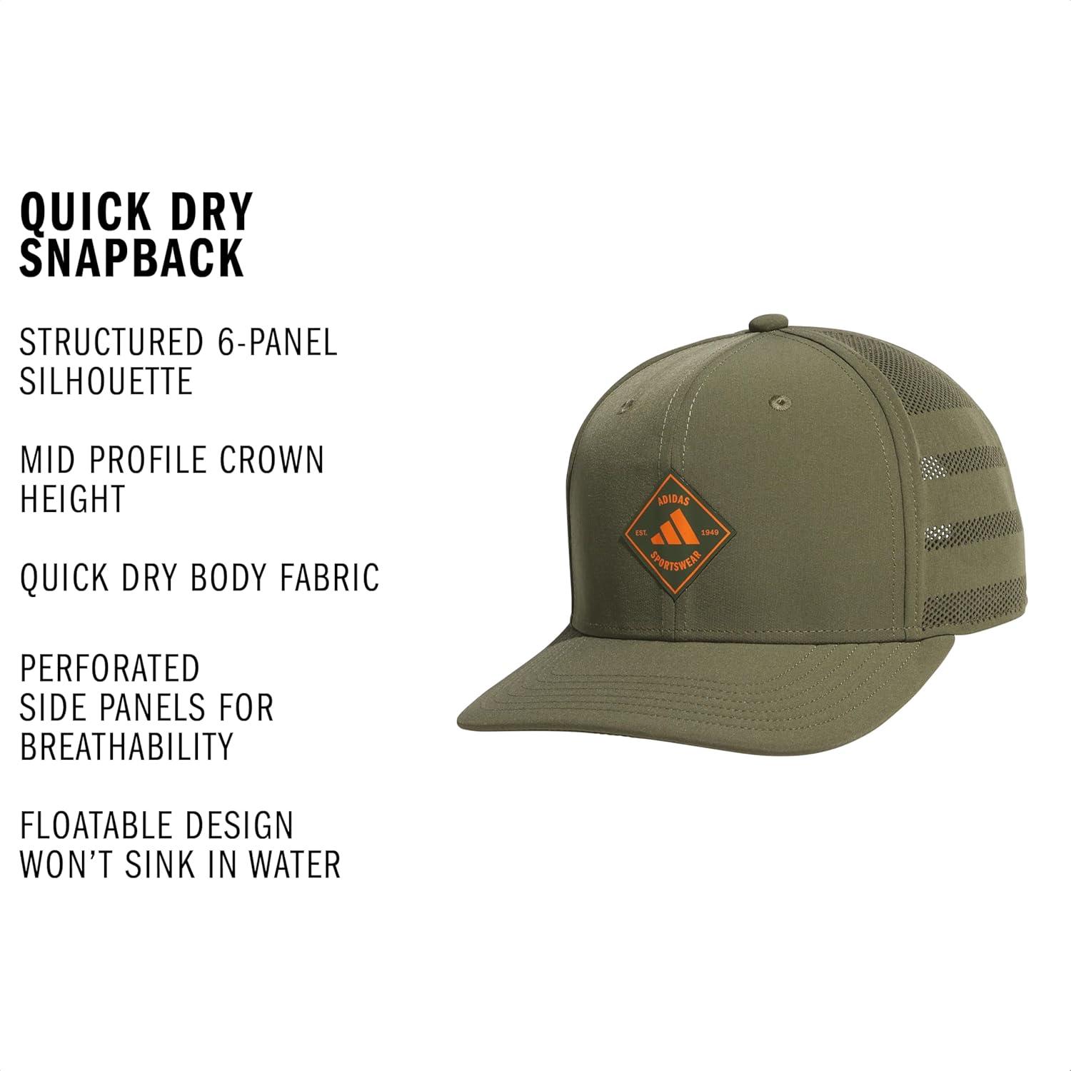 image:imageadidas Mens QuickDry Floatie Waterproof Hat Lightweight Snapback CapOlive Strata GreenPure Orange