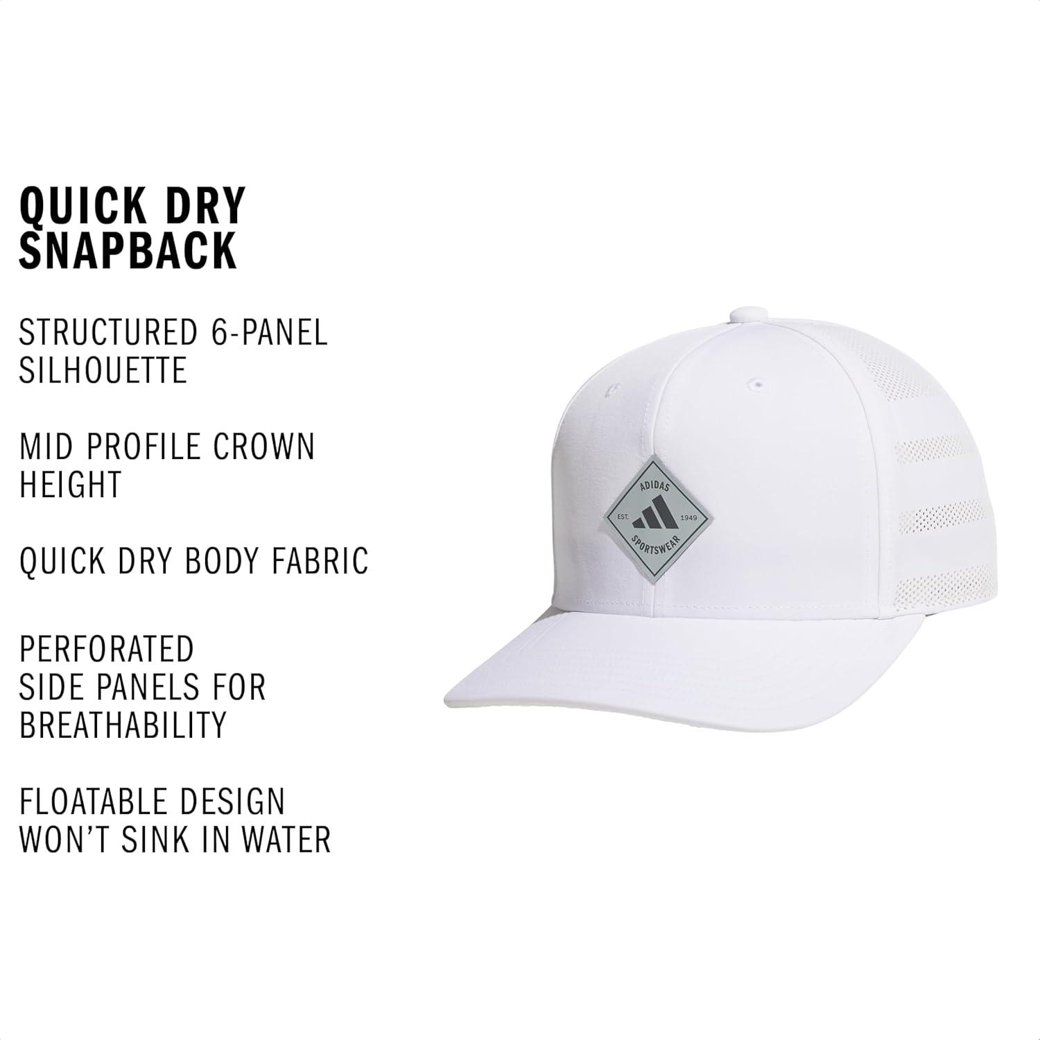 image:imageadidas Mens QuickDry Floatie Waterproof Hat Lightweight Snapback CapWhiteWonder Sage GreenGrey Six