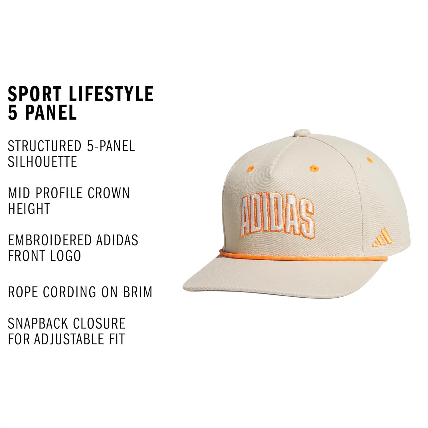 image:imageadidas Mens Sport Lifestyle Rope Brim Snapback HatCrystal Linen BeigeOff WhitePure Orange