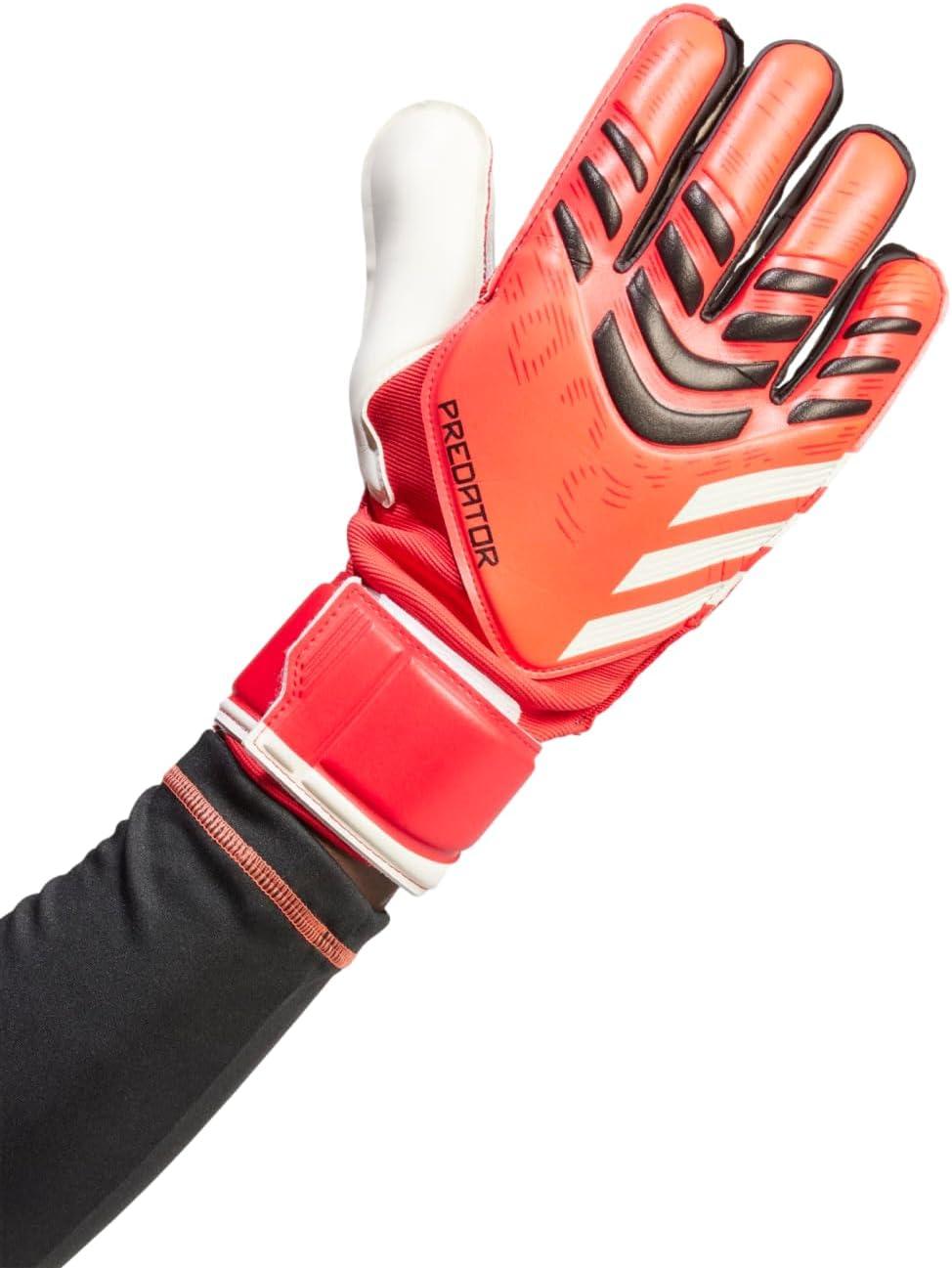 image:imageadidas Predator Match Goalkeeper Gloves Cushioned Palm Flexible Backhand HalfWrap Wrist StrapPure RubyLucid RedBlack