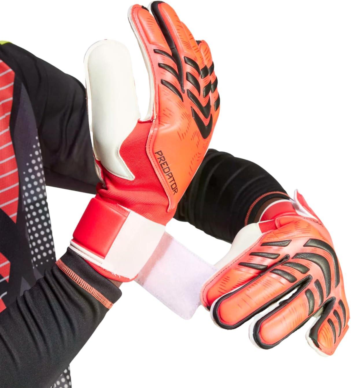 image:imageadidas Predator Match Goalkeeper Gloves Cushioned Palm Flexible Backhand HalfWrap Wrist StrapPure RubyLucid RedBlack