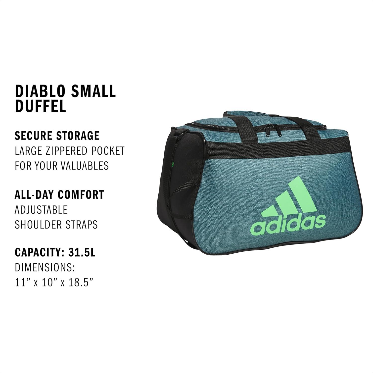 image:imageadidas Unisex Diablo Small Duffel Sports Duffle Gym Bags for Men or Women One SizeTwill Preloved TealLime Burst GreenBlackDiablo