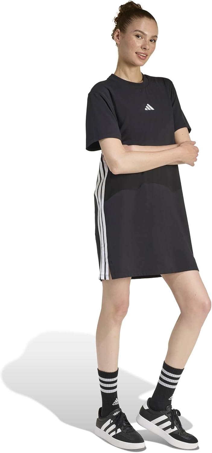 image:imageadidas Womens Essentials 3Stripes TShirt DressBlackWhite