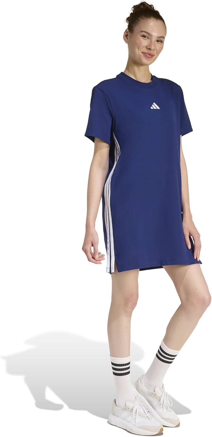 image:imageadidas Womens Essentials 3Stripes TShirt DressDark BlueWhite