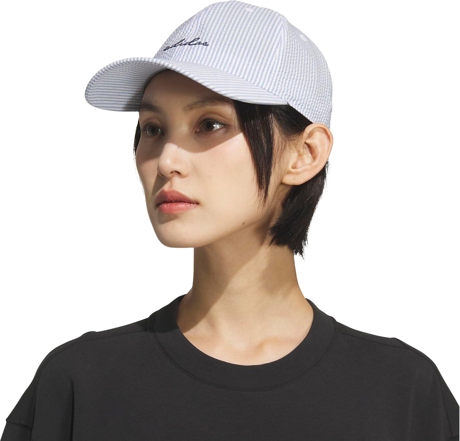 image:imageadidas Womens Saturday Baseball Cap Athletic Everyday Strapback HatSeersuckerAsh BlueCollegiate Navy
