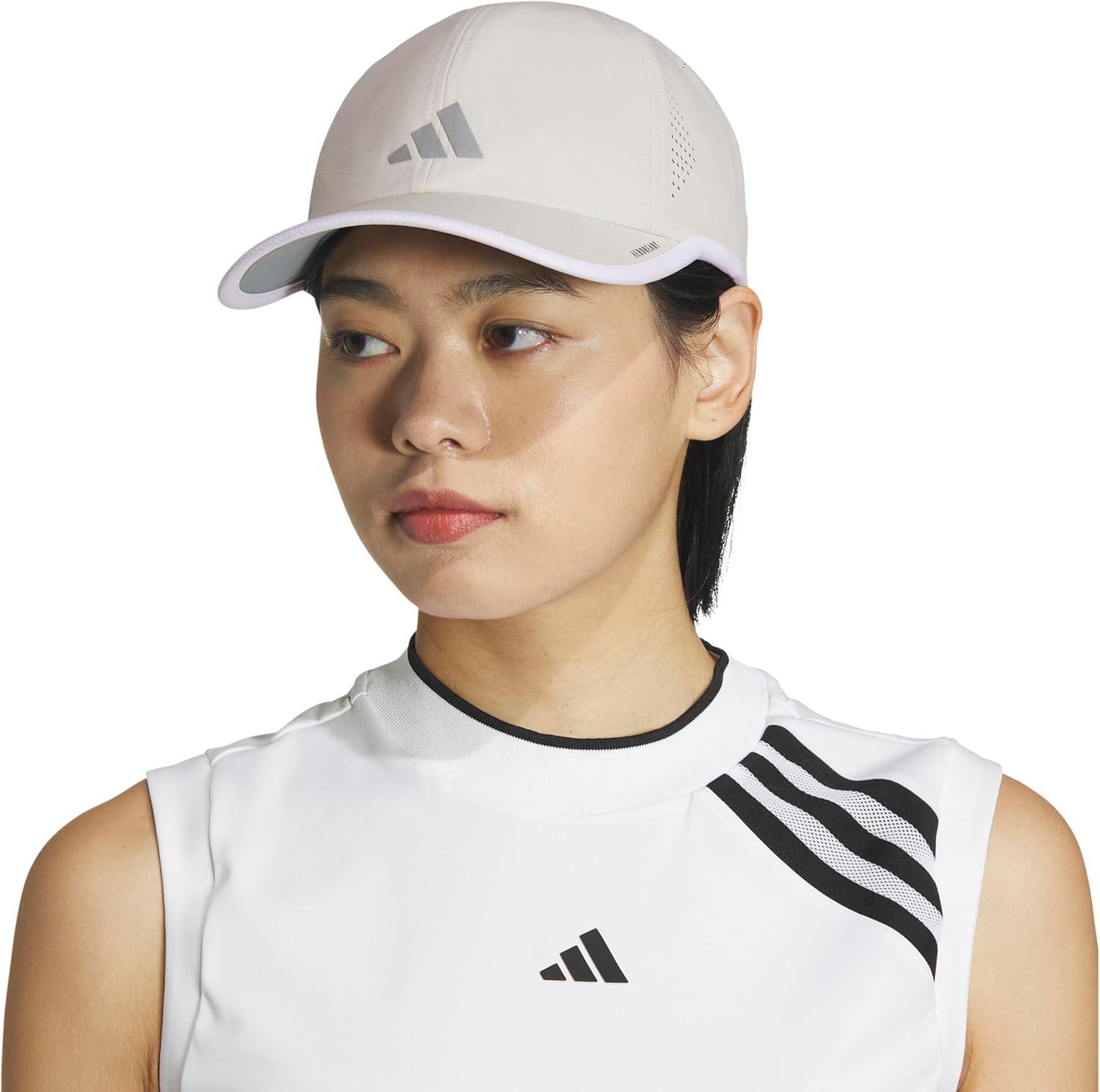 image:imageadidas Womens Superlite Hat Lightweight Athletic Running Cap for WorkoutsAlumina BeigeSilver MetallicWhite3