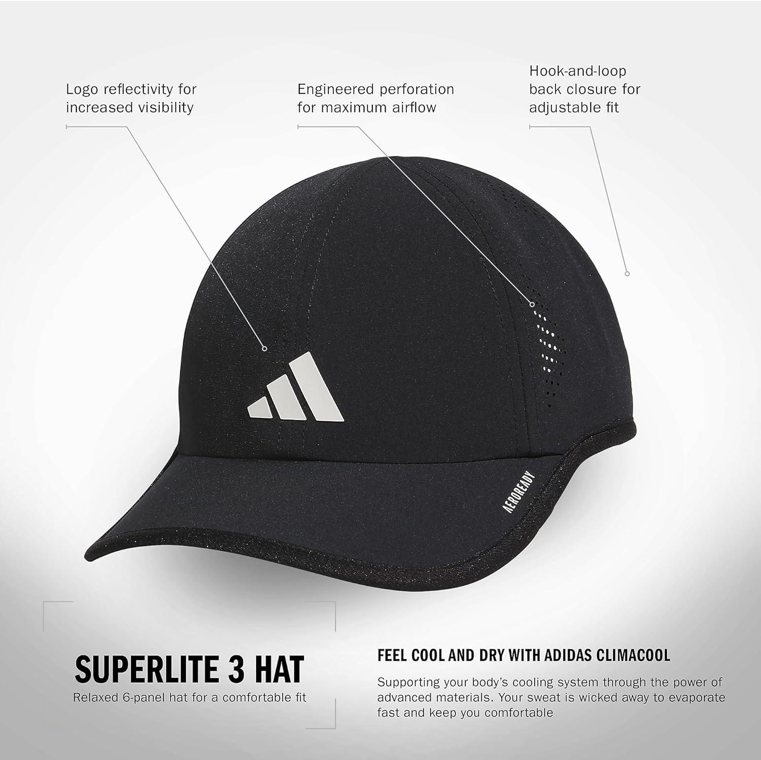 image:imageadidas Womens Superlite Hat Lightweight Athletic Running Cap for WorkoutsBlackWhite3