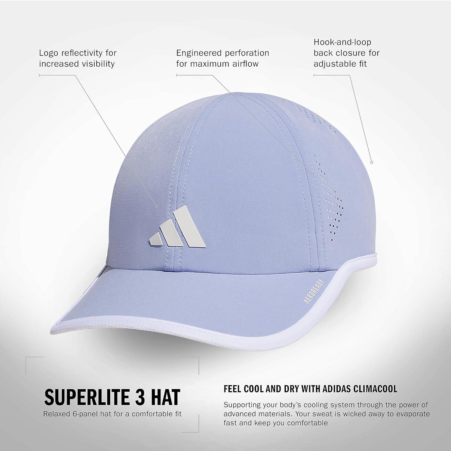 image:imageadidas Womens Superlite Hat Lightweight Athletic Running Cap for WorkoutsBlue SparkWhite3