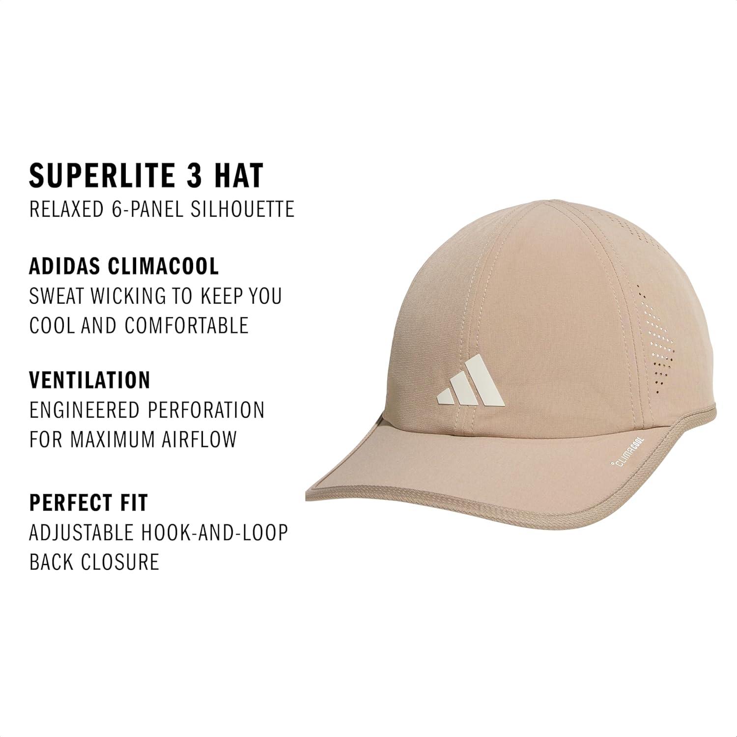 image:imageadidas Womens Superlite Hat Lightweight Athletic Running Cap for WorkoutsChalky BrownWhite3