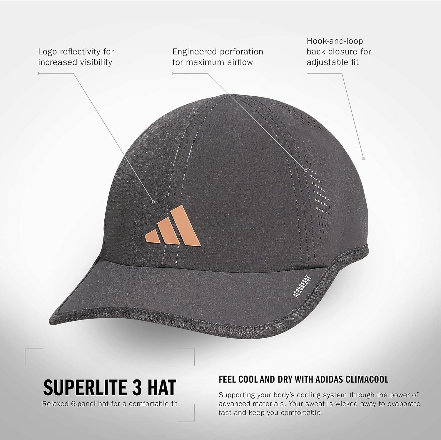 image:imageadidas Womens Superlite Hat Lightweight Athletic Running Cap for WorkoutsGrey SixRose Gold3
