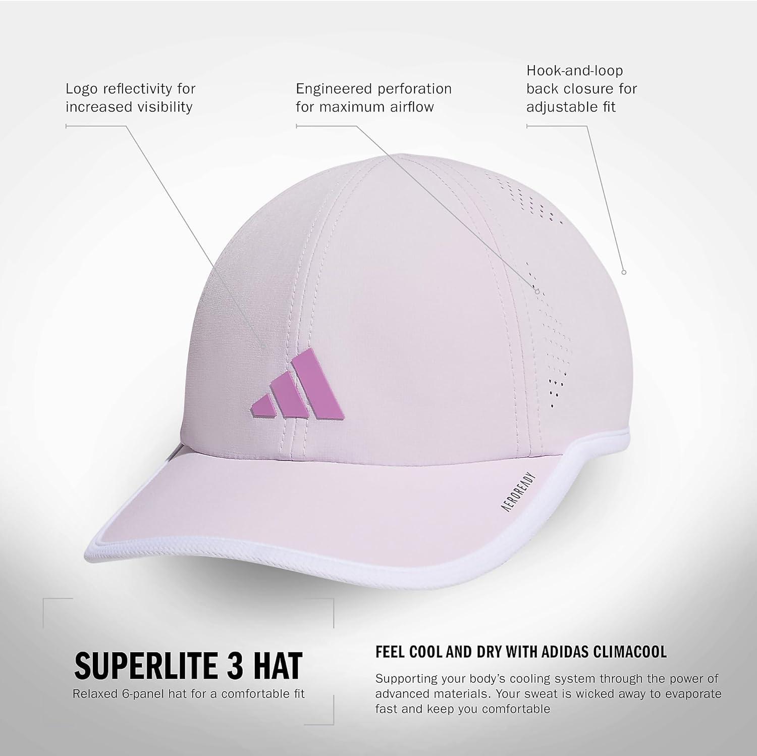 image:imageadidas Womens Superlite Hat Lightweight Athletic Running Cap for WorkoutsIce LavenderPreloved PurpleWhite3