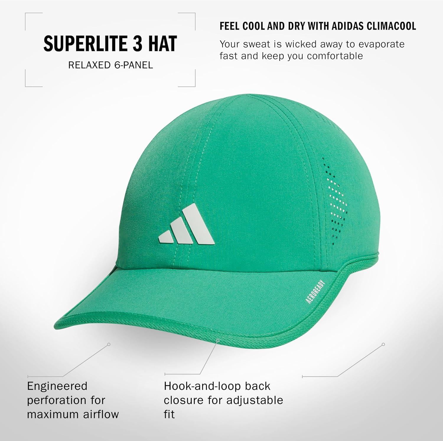 image:imageadidas Womens Superlite Hat Lightweight Athletic Running Cap for WorkoutsSemi Court GreenWhite3
