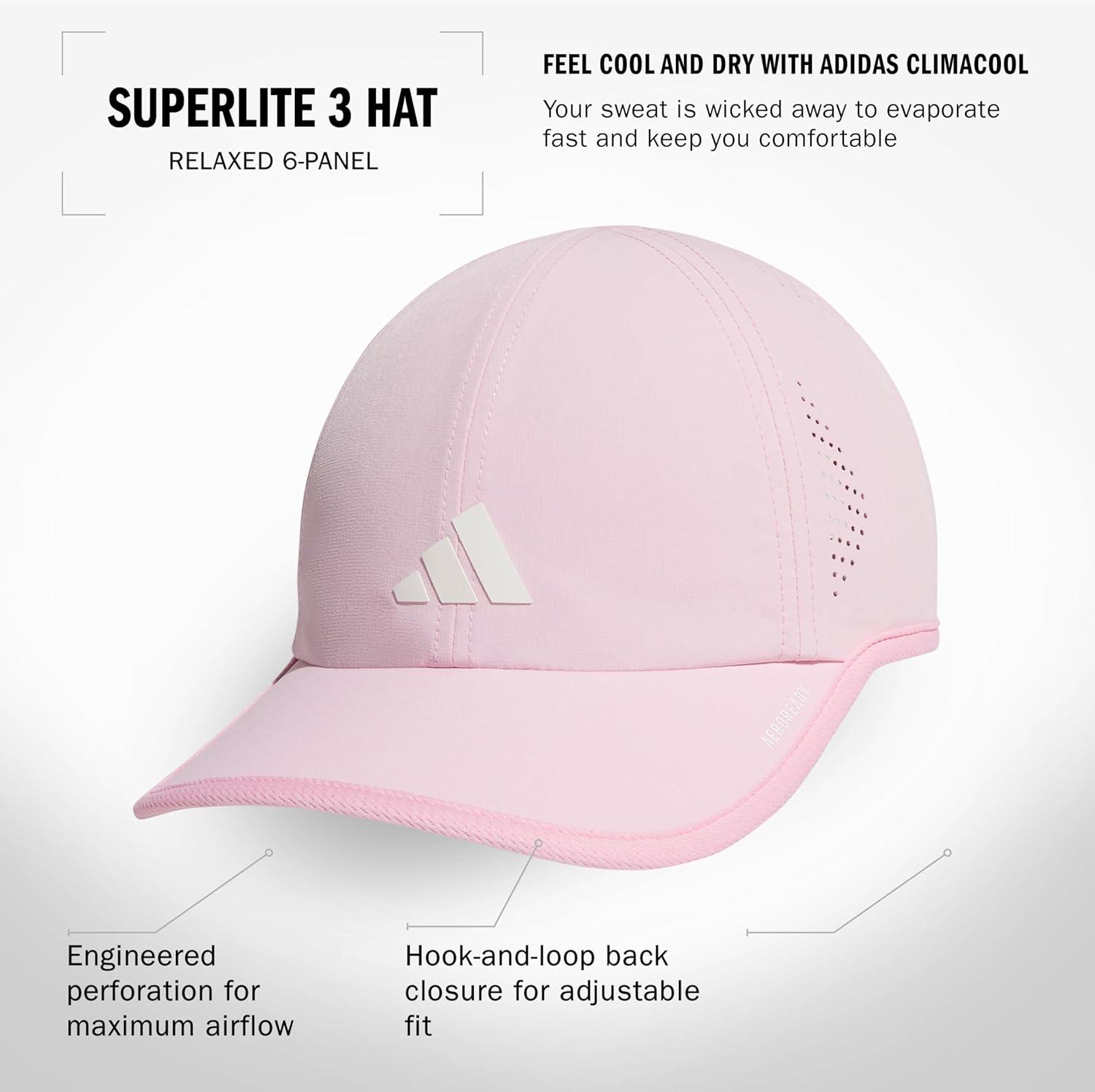 image:imageadidas Womens Superlite Hat Lightweight Athletic Running Cap for WorkoutsTrue PinkWhite3