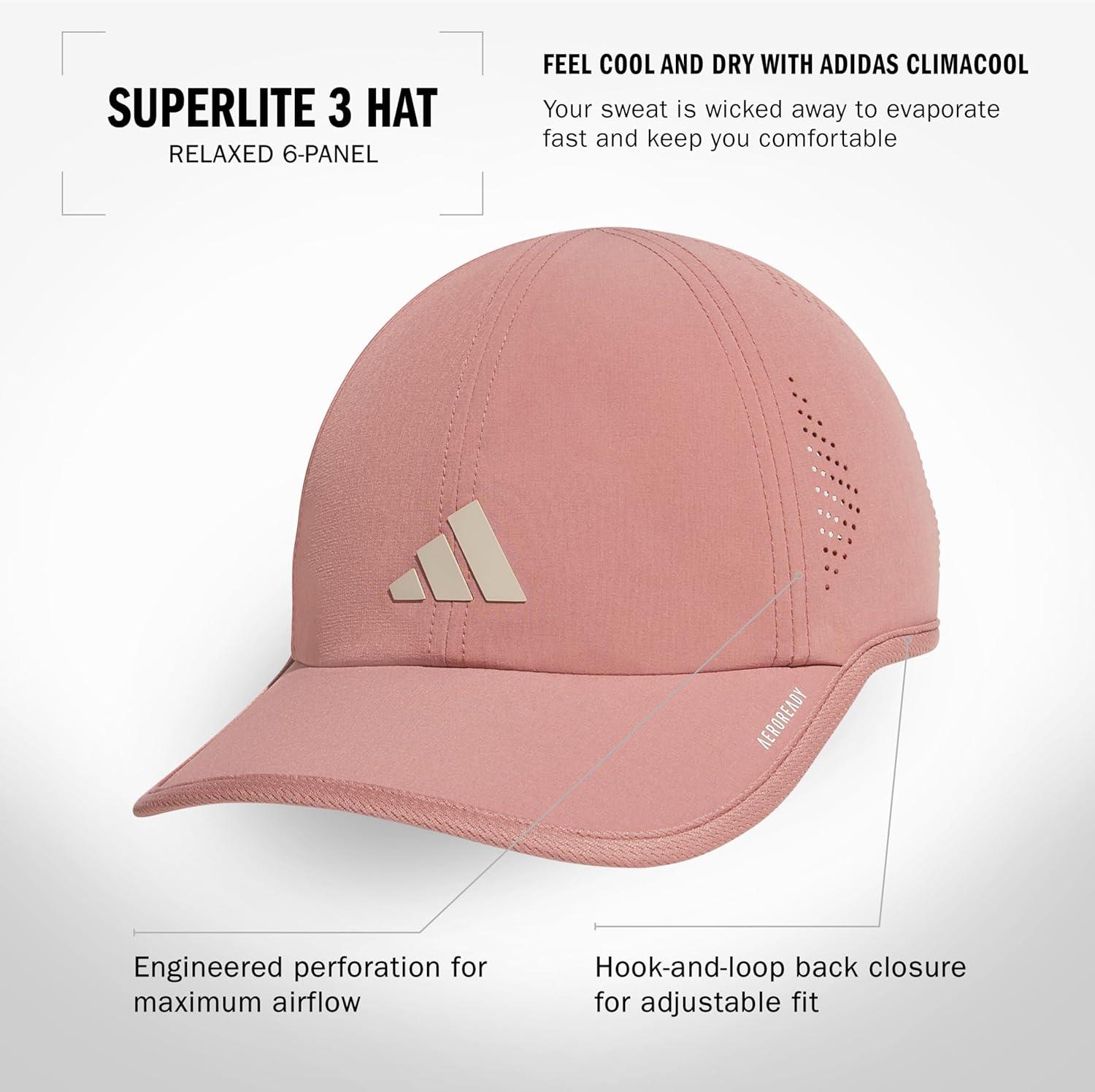 image:imageadidas Womens Superlite Hat Lightweight Athletic Running Cap for WorkoutsWarm Clay PinkWonder Alumina Grey3