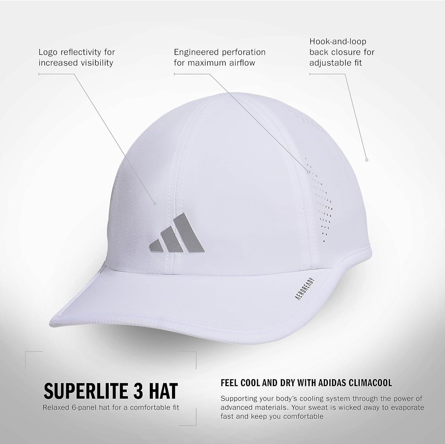 image:imageadidas Womens Superlite Hat Lightweight Athletic Running Cap for WorkoutsWhiteSilver Metallic3