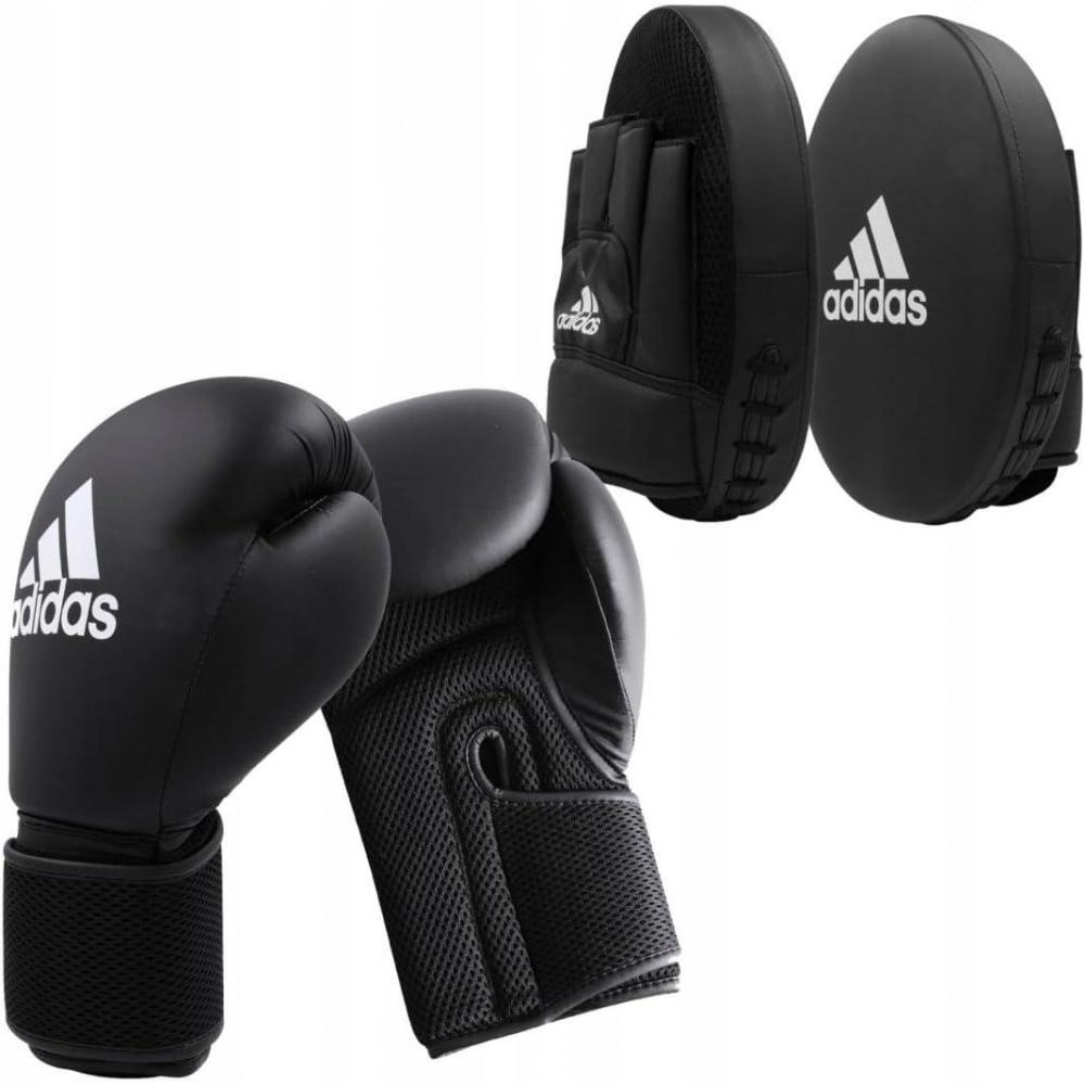 image:imageAdidas Boxing Home Training Kit Pair of Gloves and Mitts 2pc Set for Adult amp Kids for Boxing Punching Bag Kickboxing MMA and Training Black White