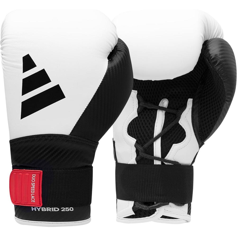 image:imageAdidas Hybrid 250 Boxing Gloves Boxing Kickboxing Sparring Bag Training or MMA Training BlackAsh Black White 12 oz 14 oz or 16 ozWhite 12 oz