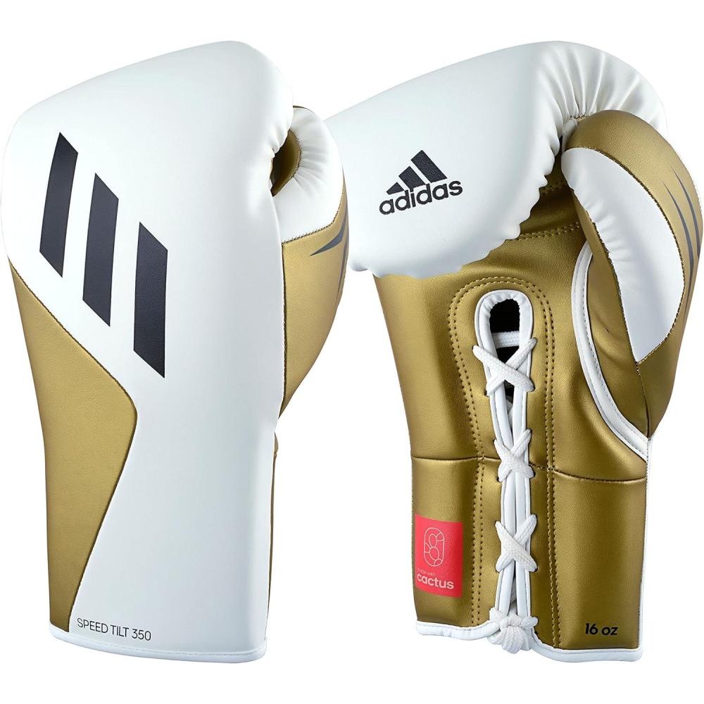 image:imageAdidas Tilt 350 Pro with Lace Closure with New Tilt Technology for Men Women Unisex Sustainable Vegan Leather Boxing Kickboxing MMA Training GlovesWhiteGold Met