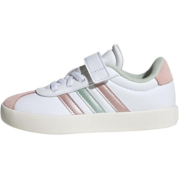 image:imageadidas Baby VL Court 30 Hook amp Loop ShoeFtwr White Linen Green Met Sandy Pink Met